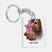 アフリカ系アメリカ人クリスチャン感動的「信仰」 キーホルダー (正面左)