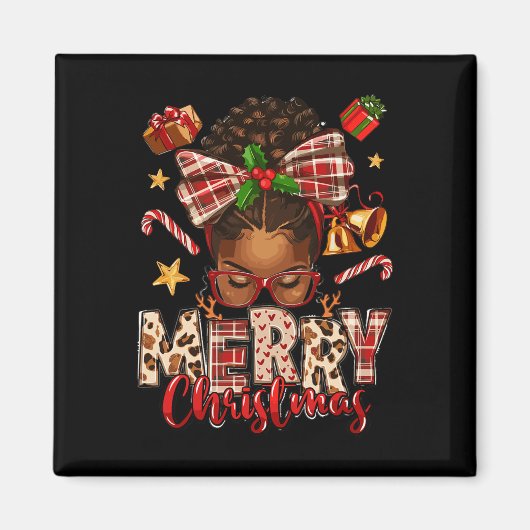 アフリカ系アメリカ人クリスマスアフリカ系ブラック女性ママ マグネット (正面)