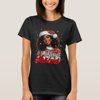 アフリカ系アメリカ人クリスマスアフリカ系ブラック女性ママ Tシャツ