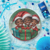 アフリカ系アメリカ人クリスマスエルフ ペーパープレート (パーティー)