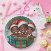 アフリカ系アメリカ人クリスマスエルフ ペーパープレート (パーティー)