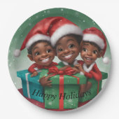 アフリカ系アメリカ人クリスマスエルフ ペーパープレート (正面)