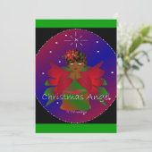 アフリカ系アメリカ人クリスマスエンジェル祈ベビーガール 招待状 (スタンド正面)