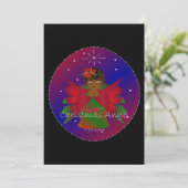 アフリカ系アメリカ人クリスマスエンジェル祈ベビーガール 招待状 (スタンド正面)