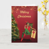 アフリカ系アメリカ人クリスマスカード カード (黄色い花)