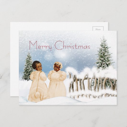 アフリカ系アメリカ人クリスマスカード シーズンポストカード (正面/裏面)