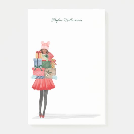 アフリカ系アメリカ人クリスマスガールプレゼント投稿 ポストイット (正面)