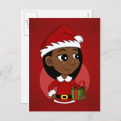 アフリカ系アメリカ人クリスマスガール漫画 シーズンポストカード (正面/裏面)