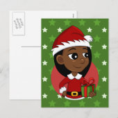 アフリカ系アメリカ人クリスマスガール漫画 シーズンポストカード (正面/裏面)