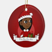 アフリカ系アメリカ人クリスマスガール漫画 セラミックオーナメント (左)