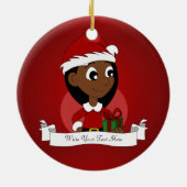 アフリカ系アメリカ人クリスマスガール漫画 セラミックオーナメント (裏面)