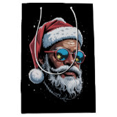 アフリカ系アメリカ人クリスマスパジャマクリスマスアフロサンタ ミディアムペーパーバッグ (正面)
