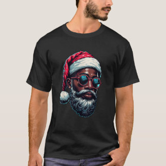 アフリカ系アメリカ人クリスマスパジャマクリスマスアフロサンタ Tシャツ