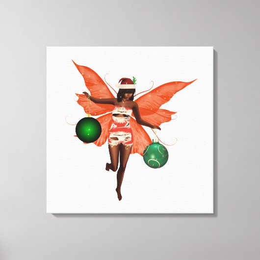 アフリカ系アメリカ人クリスマスフェアリーのキャンバスウォールアート キャンバスプリント (正面)