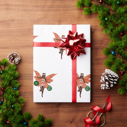 アフリカ系アメリカ人クリスマスフェアリーラッピング紙 ラッピングペーパー (クリスマスギフト)