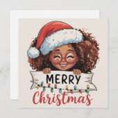 アフリカ系アメリカ人クリスマスプレゼント 黒 シーズンカード (正面/裏面)