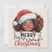 アフリカ系アメリカ人クリスマスプレゼント 黒 シーズンカード (正面)