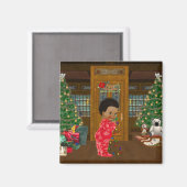 アフリカ系アメリカ人クリスマスマグネット マグネット (正面/裏面)