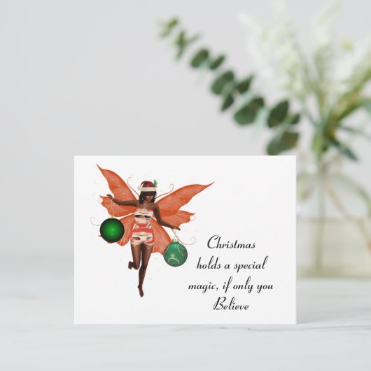 アフリカ系アメリカ人クリスマス妖精はがき ポストカード (スタンド正面)