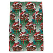 アフリカ系アメリカ人クリスマス小妖精や小人 ミディアムペーパーバッグ (裏面)