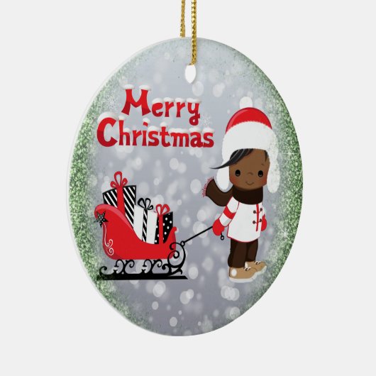 アフリカ系アメリカ人クリスマス装飾品 セラミックオーナメント (右)