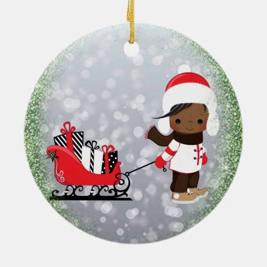 アフリカ系アメリカ人クリスマス装飾品 セラミックオーナメント (裏面)