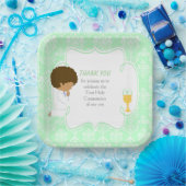 アフリカ系アメリカ人グリーンダマスク ペーパープレート (パーティー)