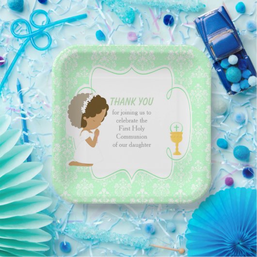 アフリカ系アメリカ人グリーンダマスク ペーパープレート (パーティー)