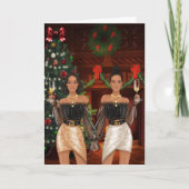 アフリカ系アメリカ人ゲイカップルのクリスマスカード カード (正面)