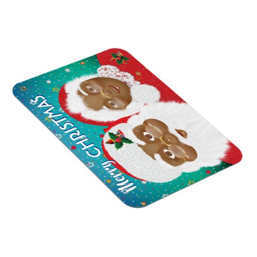 アフリカ系アメリカ人サンタとミセス・クロース・クリスマス マグネット (右側)