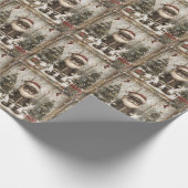 アフリカ系アメリカ人サンタの森クリスマス ラッピングペーパー (角)