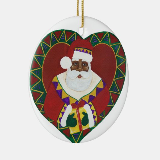 アフリカ系アメリカ人サンタクリスマスオーナメント セラミックオーナメント (右)