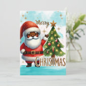 アフリカ系アメリカ人サンタクリスマスカード シーズンカード (スタンド正面)