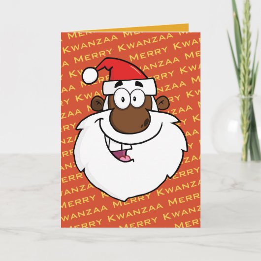 アフリカ系アメリカ人サンタクリスマスクワンザ シーズンカード (正面)