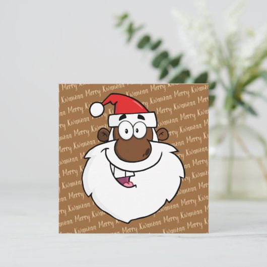 アフリカ系アメリカ人サンタクリスマスクワンザ シーズンカード (スタンド正面)