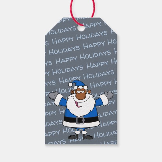 アフリカ系アメリカ人サンタクリスマスハヌッカクワンザ ギフトタグ (正面)