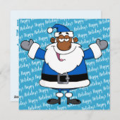 アフリカ系アメリカ人サンタクリスマスハヌッカクワンザ シーズンカード (正面/裏面)