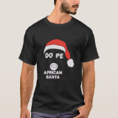 アフリカ系アメリカ人サンタクリスマスパジャマアフロブラック Tシャツ (正面)