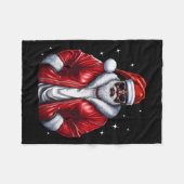 アフリカ系アメリカ人サンタクリスマスパジャマカッコいいブラック フリースブランケット (正面(横))