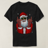 アフリカ系アメリカ人サンタクリスマスパジャマカッコいいブラック Tシャツ (デザイン正面)