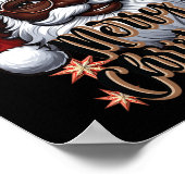 アフリカ系アメリカ人サンタクリスマスパジャマブラックX-ma ポスター (角)