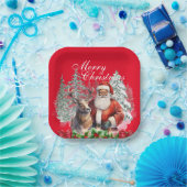 アフリカ系アメリカ人サンタクリスマスプレート- 8 Pk ペーパープレート (パーティー)