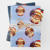 アフリカ系アメリカ人サンタクリスマスラッピング紙 ラッピングペーパーシート (インサイチュ)