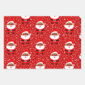 アフリカ系アメリカ人サンタクロースと雪片 ラッピングペーパーシート (正面2)