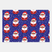 アフリカ系アメリカ人サンタクロースと雪片 ラッピングペーパーシート (正面)