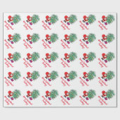 アフリカ系アメリカ人サンタクロースのクリスマスツリーホワイト ラッピングペーパー (フラット)