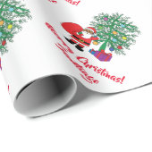 アフリカ系アメリカ人サンタクロースのクリスマスツリーホワイト ラッピングペーパー (ロールコーナー)