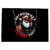 アフリカ系アメリカ人サンタクロースのクリスマスパジャマ ラージペーパーバッグ (裏面)