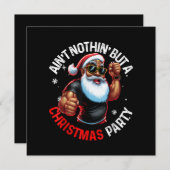 アフリカ系アメリカ人サンタクロースのクリスマスパジャマ 招待状 (正面/裏面)