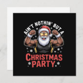 アフリカ系アメリカ人サンタクロースのクリスマスパジャマ 招待状 (正面/裏面)